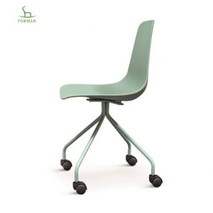 new design simple modern armless plastic chair with wheels