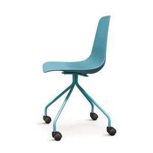 Silla de plástico sin brazos simple y moderna de nuevo diseño con ruedas