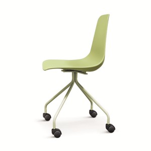 новый дизайн простой современный пластиковый стул без подлокотников с колесами