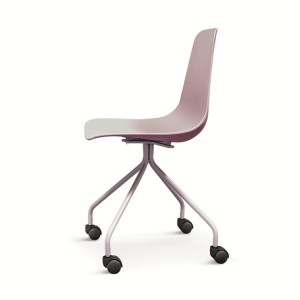 ახალი დიზაინის უბრალო თანამედროვე პლასტმასის სკამი ბორბლებით