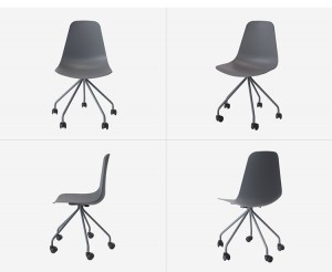 novo deseño simple cadeira de plástico moderna sen brazos con rodas