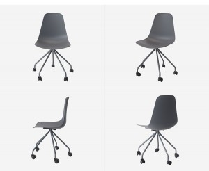 new design simple modern armless plastic chair with wheels