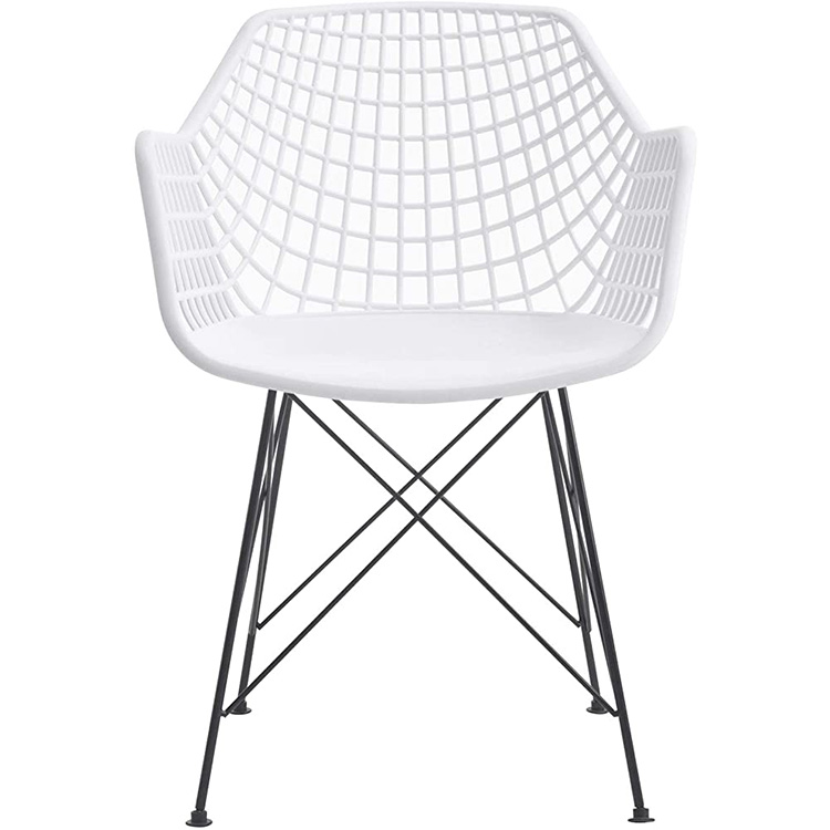 100% Original Factory Plastic Chair Quality -
 2021 newest dining kitchen hotel restaurant white plastic chair with cross metal leg – 1692-2 – Forman