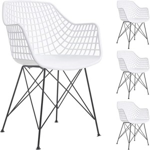 2021 newest dining kitchen hotel restaurant white plastic chair with cross metal leg – 1692-2