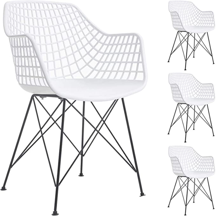 OEM manufacturer Metal Frame Armchair -
 2021 newest dining kitchen hotel restaurant white plastic chair with cross metal leg – 1692-2 – Forman