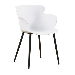 China cheap price white armchair black metal legs chair for dining kitchen restaurant living – 1693-1