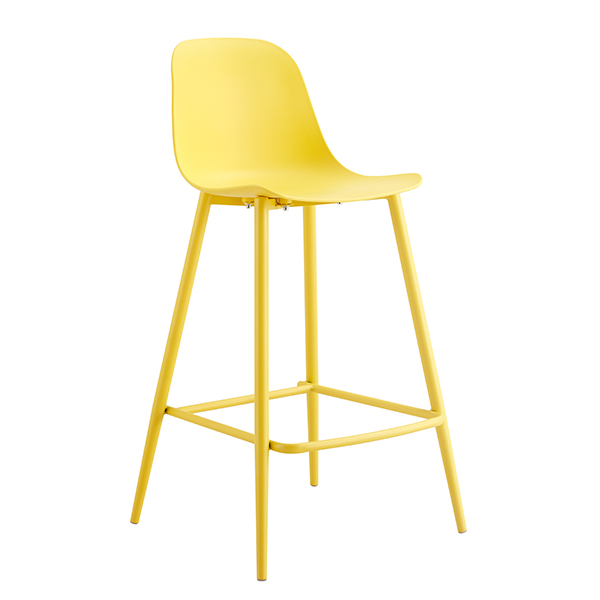 Cadeira de banco de bar de plástico de novo deseño por xunto con patas metálicas - 1699 amarelo
