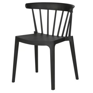 Kūʻai nui i loko o waho hoʻolālā Chaises Kafe Lako hale ʻaina Sillas Comedor Plastic Stackable Noho Noho No ka lumi -1728 ʻeleʻele