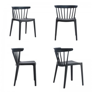 vânzare la cald design independent stivuibil economisește spațiu scaun plastic pentru mobilier interior exterior – 1728 negru