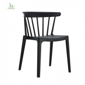 Kūʻai nui i loko o waho hoʻolālā Chaises Kafe Lako hale ʻaina Sillas Comedor Plastic Stackable Noho Noho No ka lumi -1728 ʻeleʻele