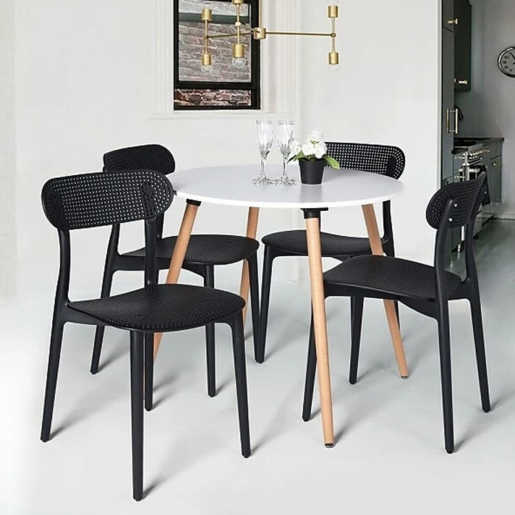 високоякісний простий пластиковий обідній стілець з Китаю, спинка з отворами – 1737 чорний