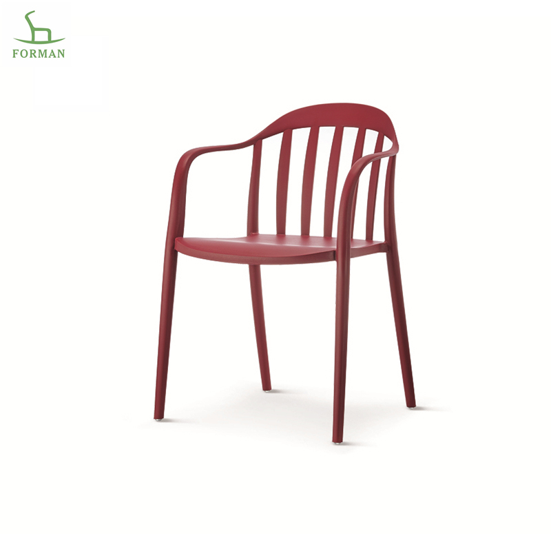 गार्डन डाइनिंग के लिए सस्ते कस्टमाइज्ड रंग स्टैकेबल ऑल प्लास्टिक कुर्सी - 1765 लाल