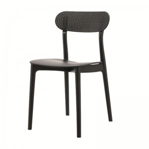 high quality simple plastic dining chair from China backrest with holes – 1737 black