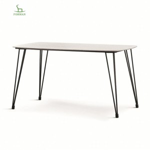 Mesa de comedor de mármol con superficie de piedra de fuego superior de vidrio templado T-39 #