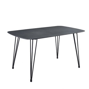 Mesa de comedor de mármol con superficie de piedra de fuego superior de vidrio templado T-39 #