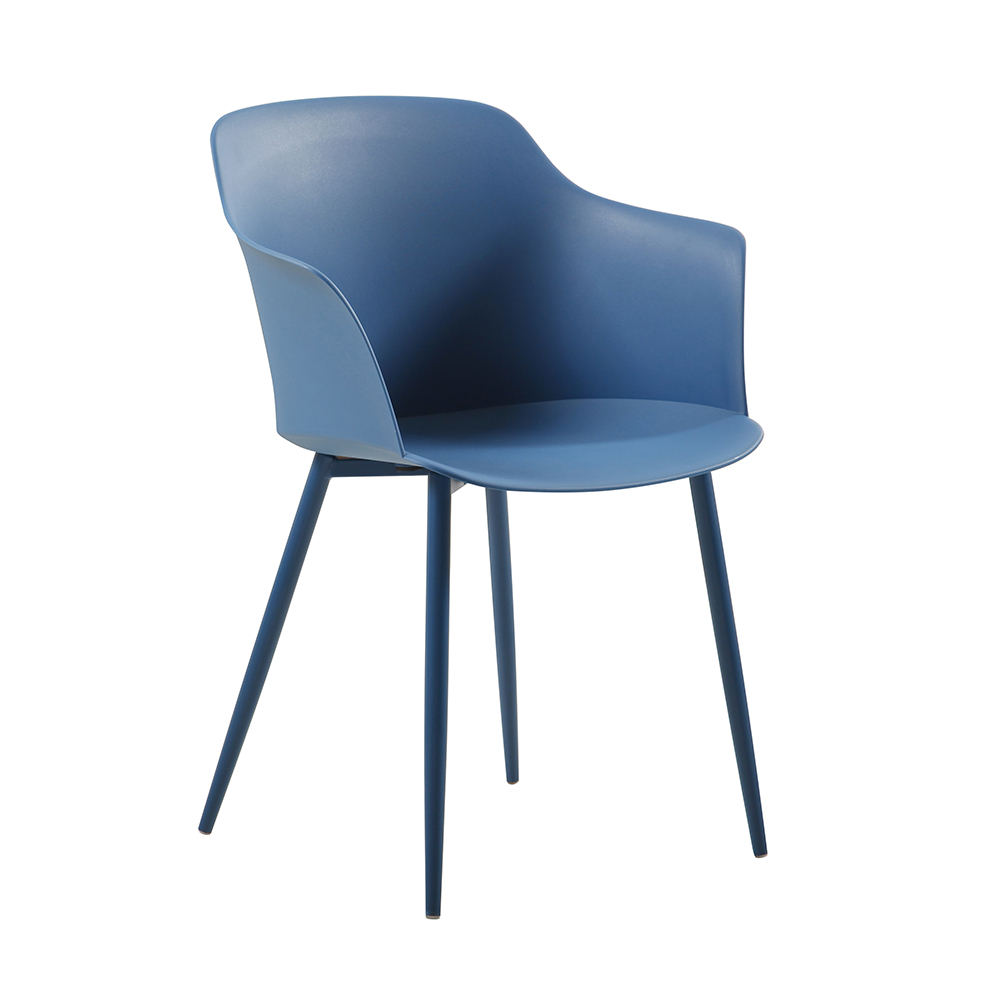 designer pp seat black cross legs plastic chair for dining kitchen bedroom restaurant indoor furniture -BV-2  dark blue